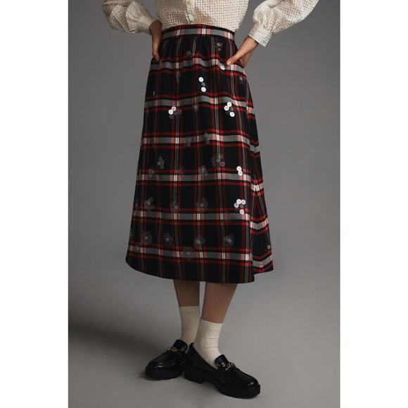 NWT Anthropologie Maeve Embellished Plaid Skirt - Size 6 - Picture 2 of 7